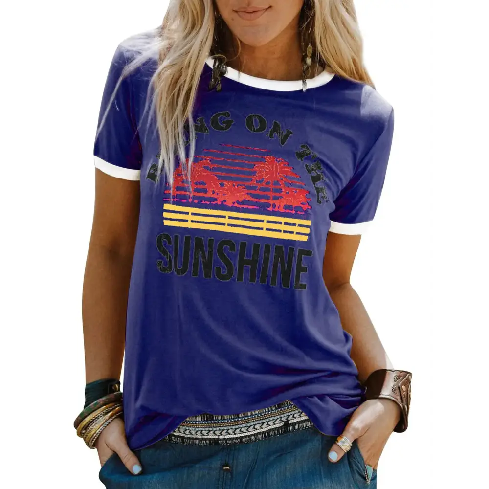 Cotton Short Sleeve T-Shirt with Letter Print