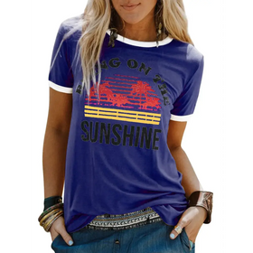 Cotton Short Sleeve T-Shirt with Letter Print