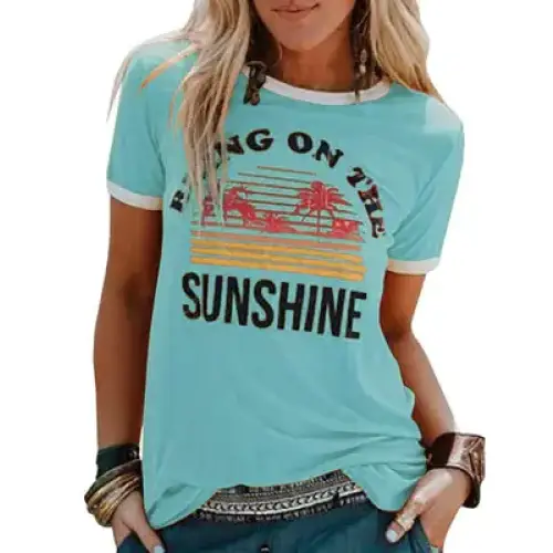 Cotton Short Sleeve T-Shirt with Letter Print