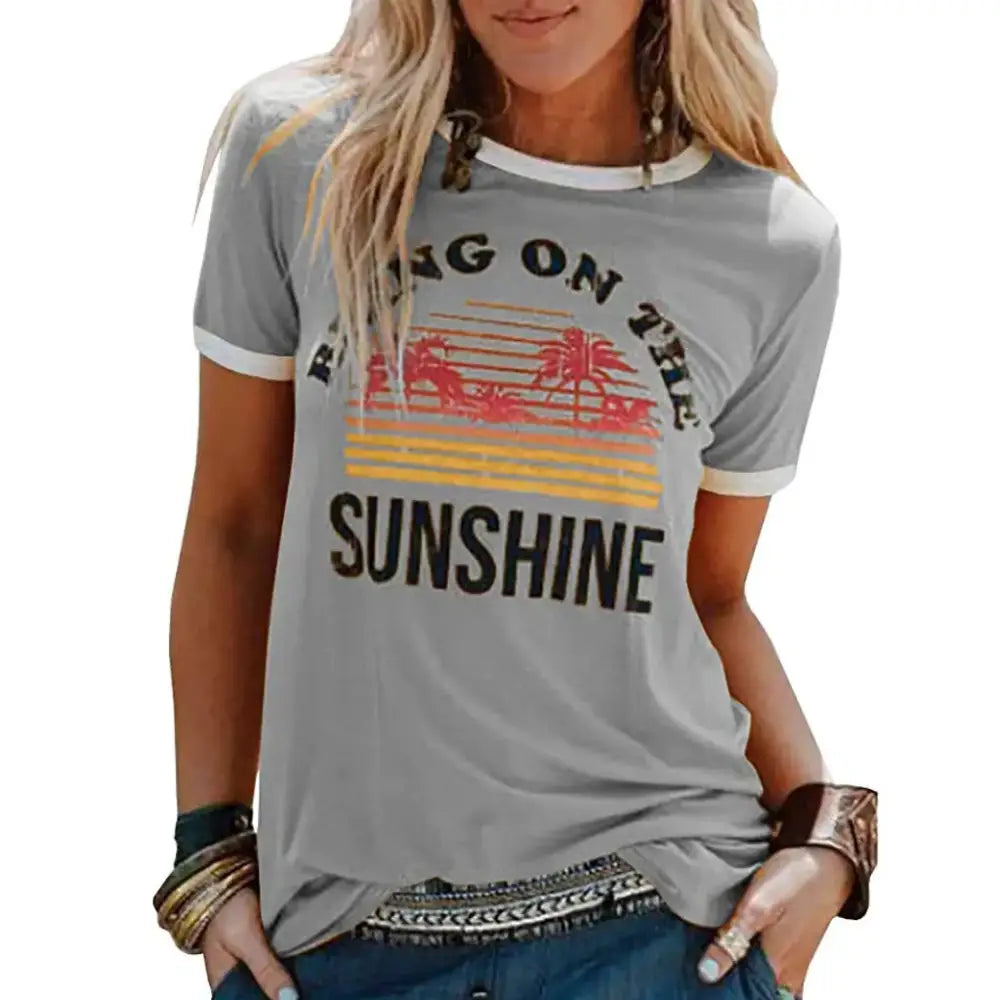 Cotton Short Sleeve T-Shirt with Letter Print