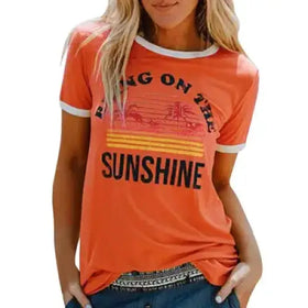 Cotton Short Sleeve T-Shirt with Letter Print