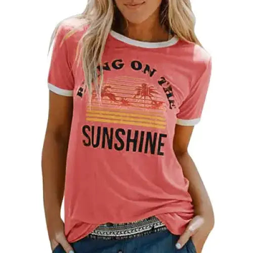 Cotton Short Sleeve T-Shirt with Letter Print
