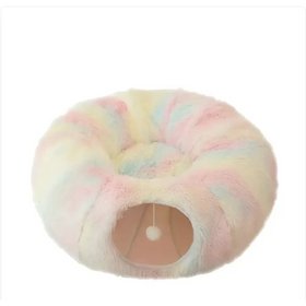 Cozy Plush Cat Tunnel and Nest - Foldable Winter Pet Kennel