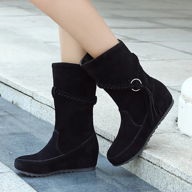 Nubuck Leather Short Low-Heel Martin Boots - Joomcy