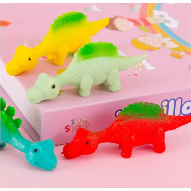 Vibrant red and green gradient silicone dinosaur stress reliever