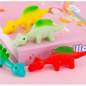 Vibrant red and green gradient silicone dinosaur stress reliever