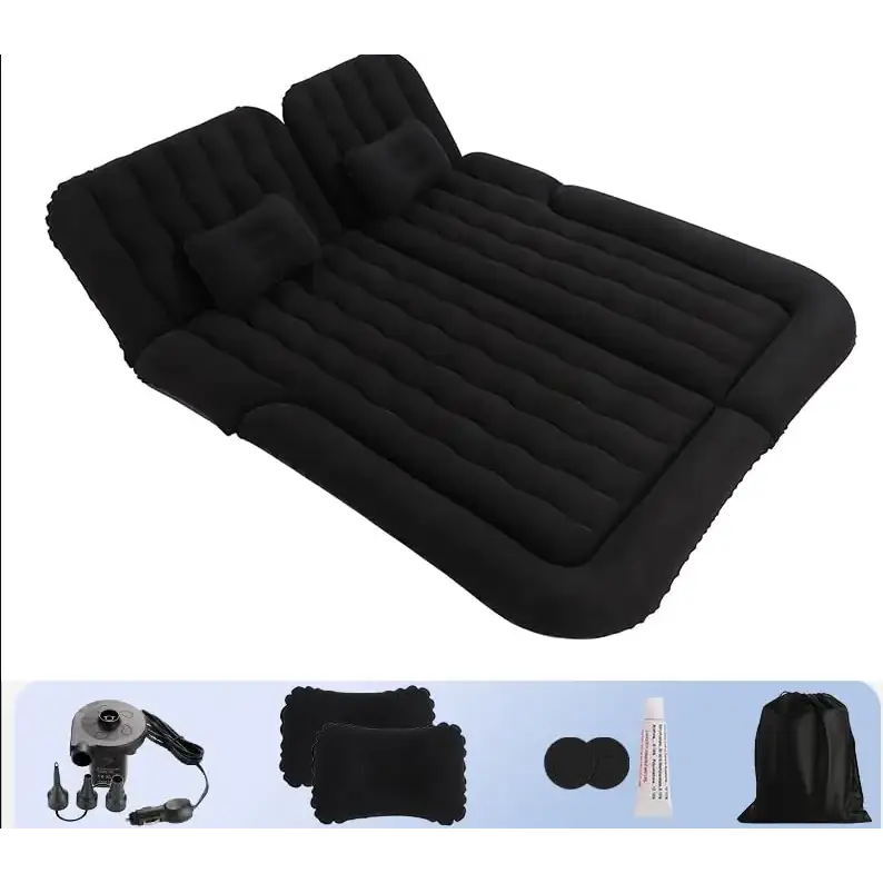 D LIAN DONG Car Air Mattress SUV Inflatable Car Air Mattress Back Seat PVC Camping Bed Sleeping Pad Car Camping Air Mattress Black with 2 Pillow & 1 Charger Black 68.8"× 51.1" × 5.11"