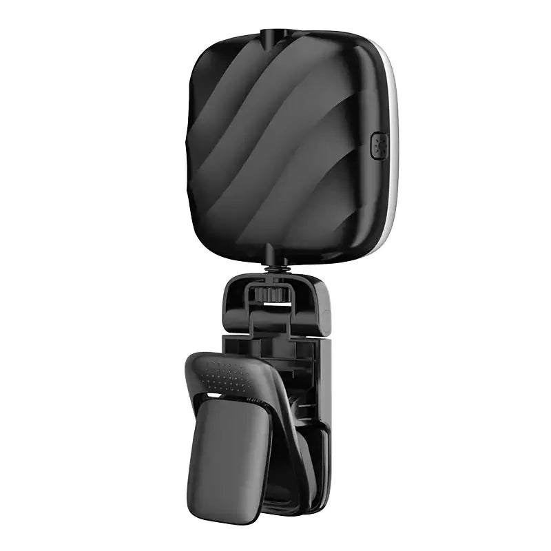 Black, sleek, square-shaped selfie stick with a glossy finish and ergonomic grip.