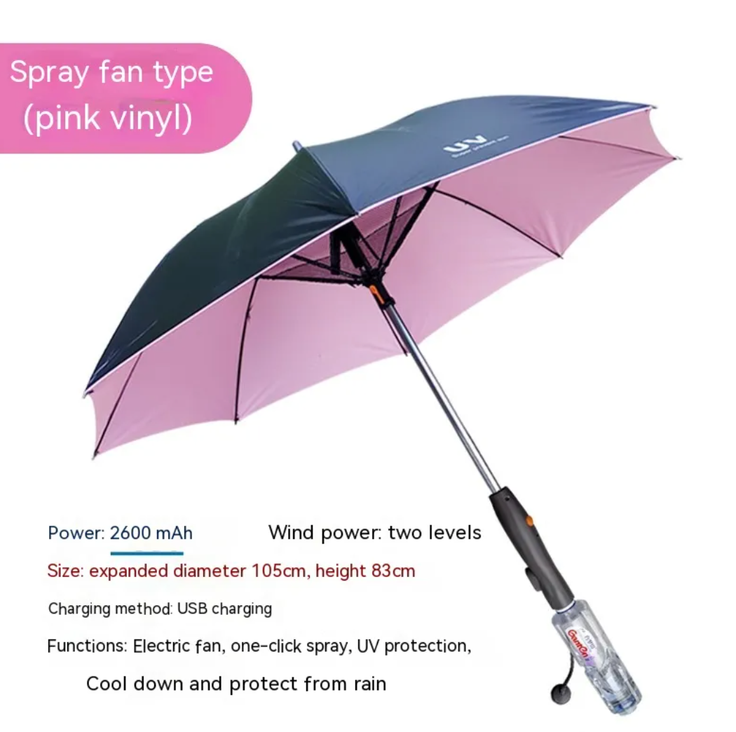 Cooling Mist Umbrella with Fan and Sprayer