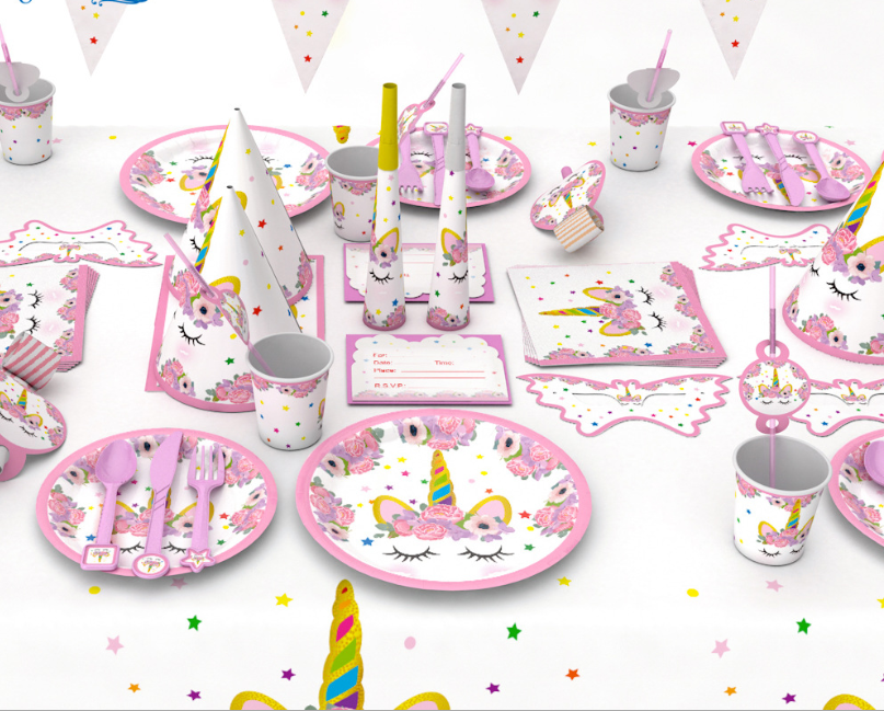 Pink Unicorn Birthday Party Decoration Set (16 Pieces)