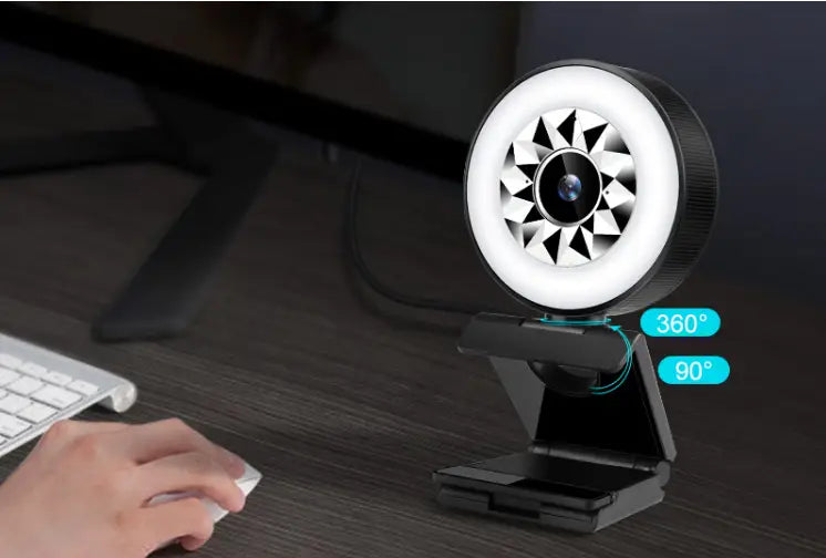 1080P USB Computer Webcam with Fill Light and Beauty