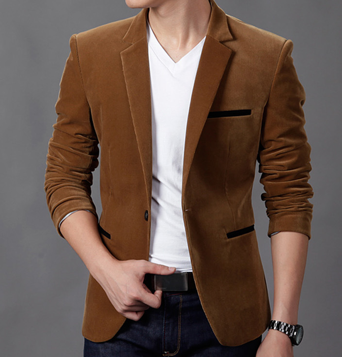 Men's Slim Fit Thick Corduroy Casual Blazer (Fall 2018)