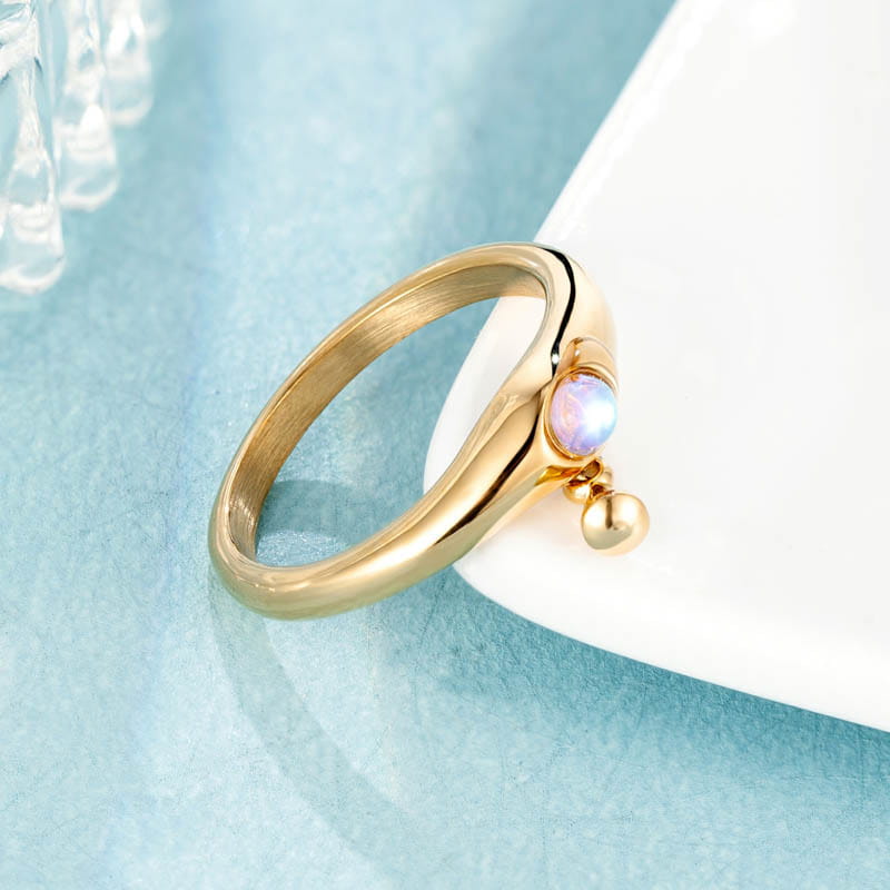 Three-Dimensional Minimalist Pearl Titanium Steel Ring