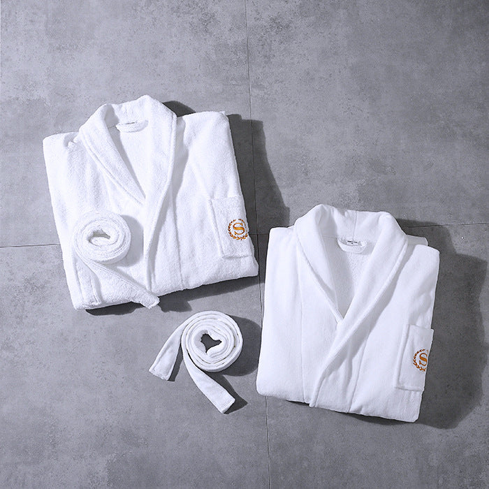 Hotel Quality Adult White Cotton Waffle Bathrobe