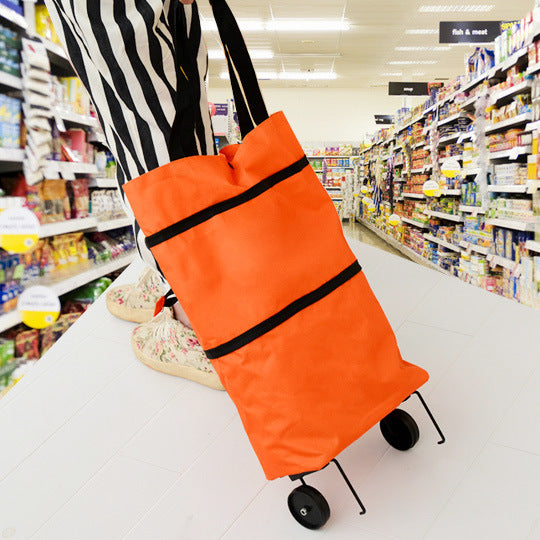 Shopping Trolley with Wheels and Folding Handle