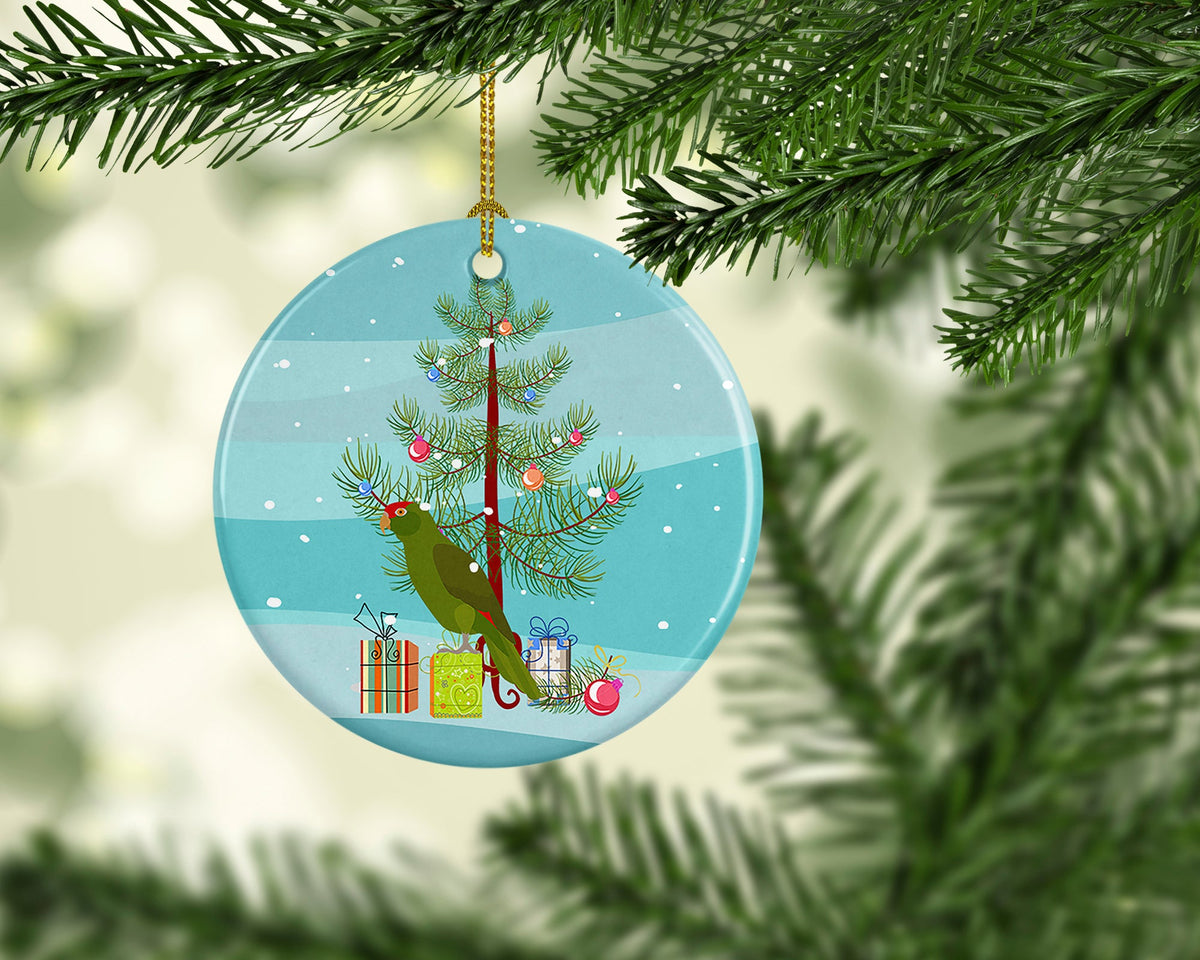 Amazon Parrot Merry Christmas Ceramic Ornament