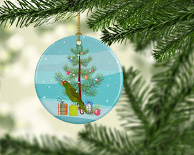 Amazon Parrot Merry Christmas Ceramic Ornament