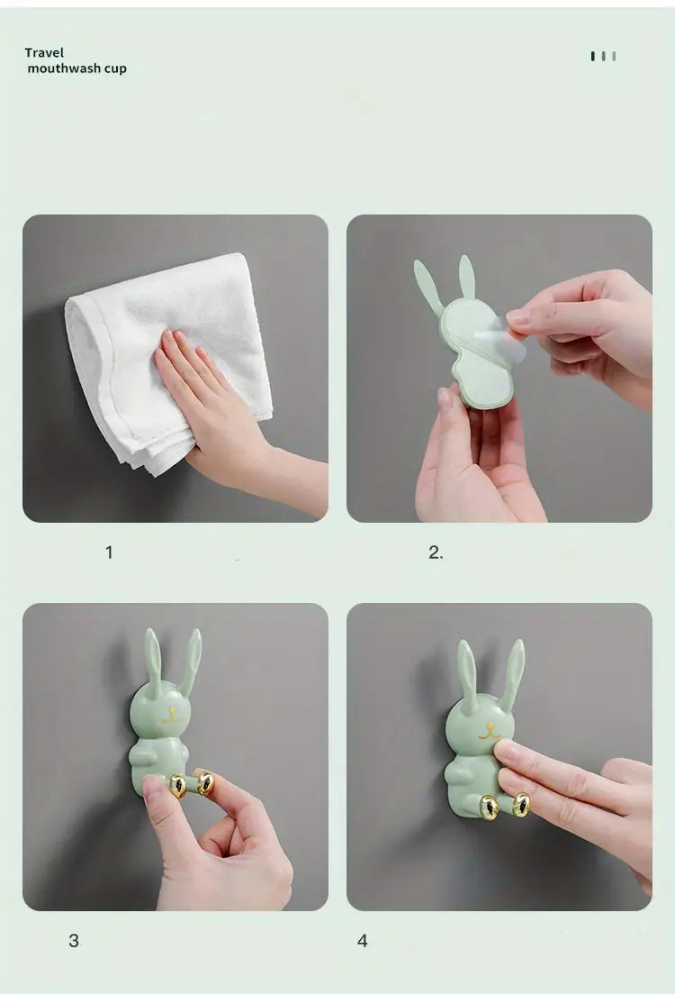Cute Rabbit Bathroom Toothbrush Holder and Hook Storage