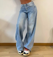 Women's High Waist Wide Leg Retro Denim Jeans