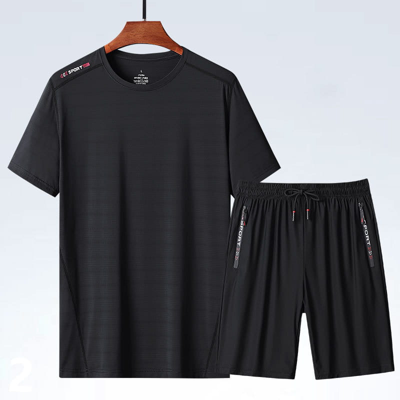 Men’s Ice Silk Sports T-shirt and Suit Set