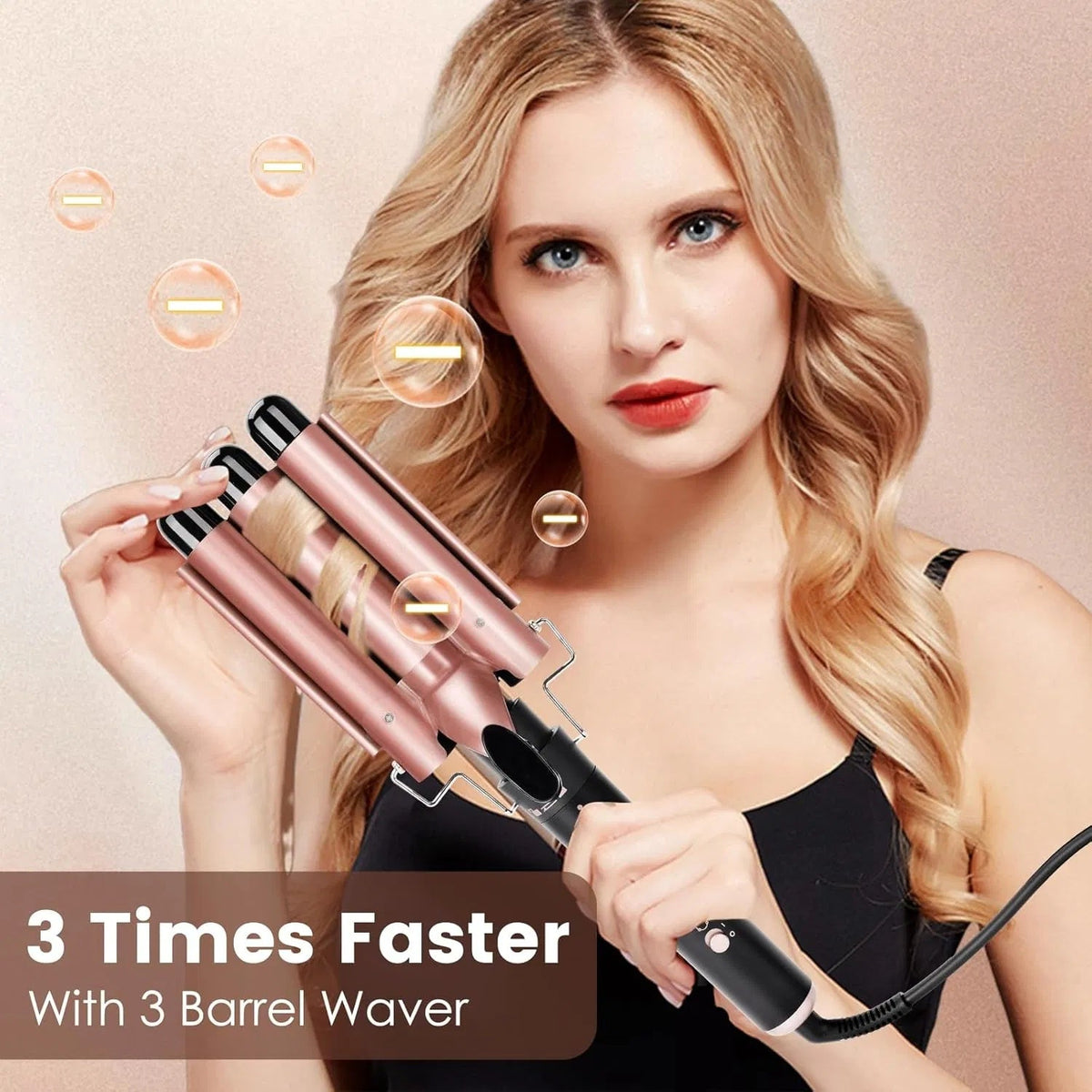 5 In 1 Curling Wand Set With LED Display Temperature, Curling Iron Set With 5 Interchangeable Ceramic Curling Wands - Black