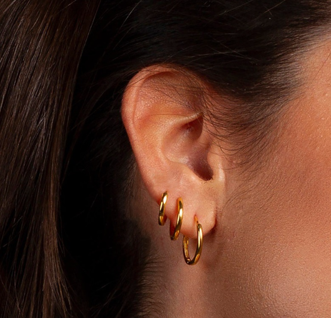 18K Gold Plated Trio Hoop Earrings (One Pair)