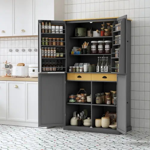 40.2x20x71.3 Inches Tall Freestanding Kitchen Pantry Large Cabinet Storage Cabinet Unavailable Platforms- Welfel