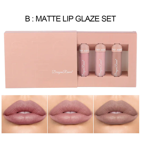 3-Piece Matte Lip Gloss Set - Non-Stick to Cup - Joomcy
