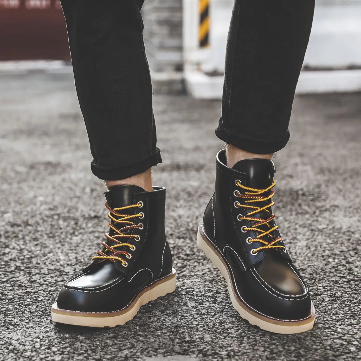 Men’s Retro Slip-On Flat Martin Workwear Boots