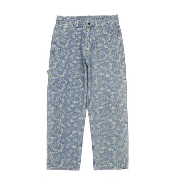Men's Large Size Embroidered Wide Leg Hip-Hop Jeans