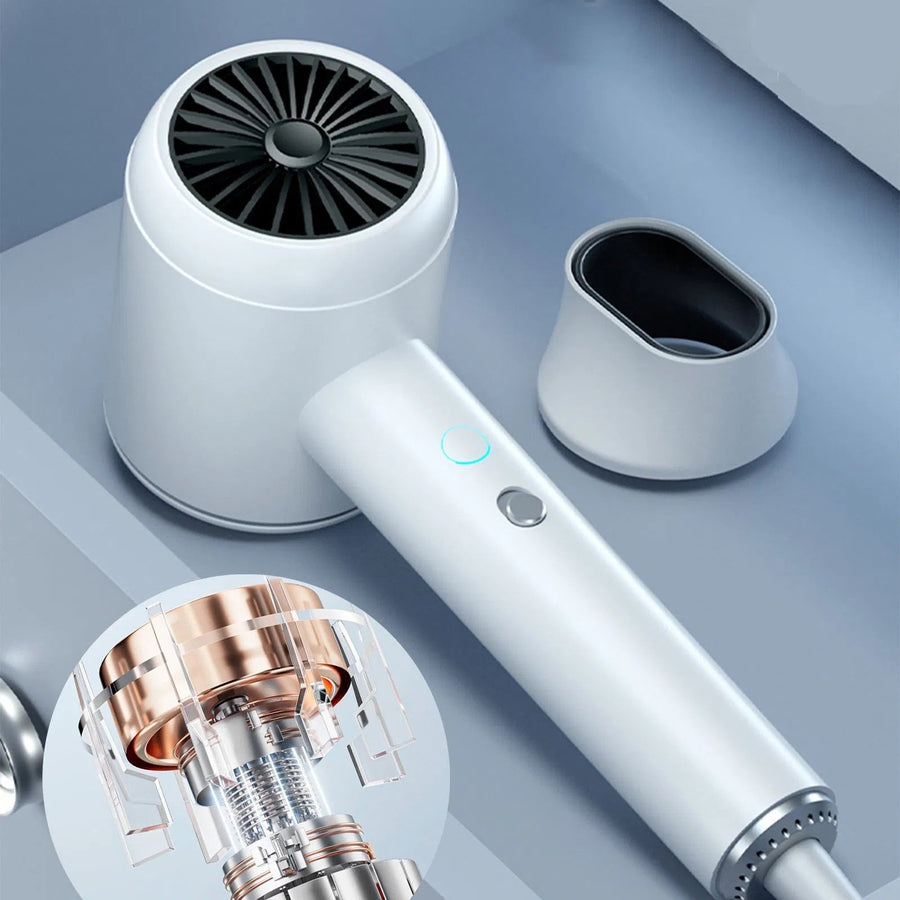 White Ionic Hair Dryer, Professional Blow Dryer For Curly Hair, Light And Quiet - 2000 Watts