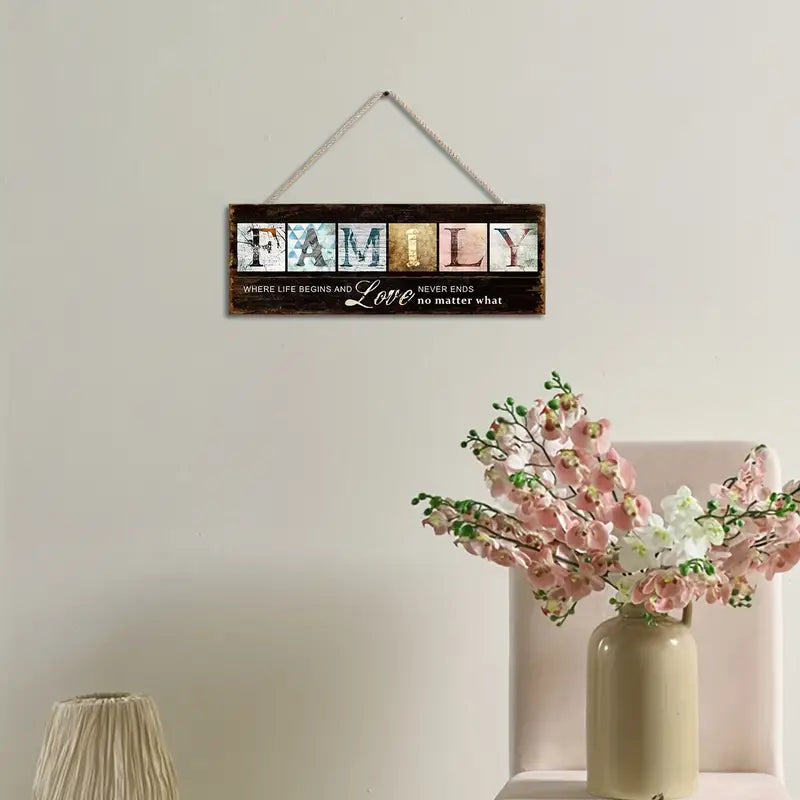 Family Wooden Sign Inspirational Quote Wall Hanging Decor