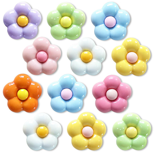 Qualsen Flower Fridge Magnets Refrigerator 12 Pcs Cute Magnets for Refrigerator Magnets for Whiteboard Colorful Whiteboard Magnets for Fridge Decorative Magnets for Locker Office Kitchen(Shiny)