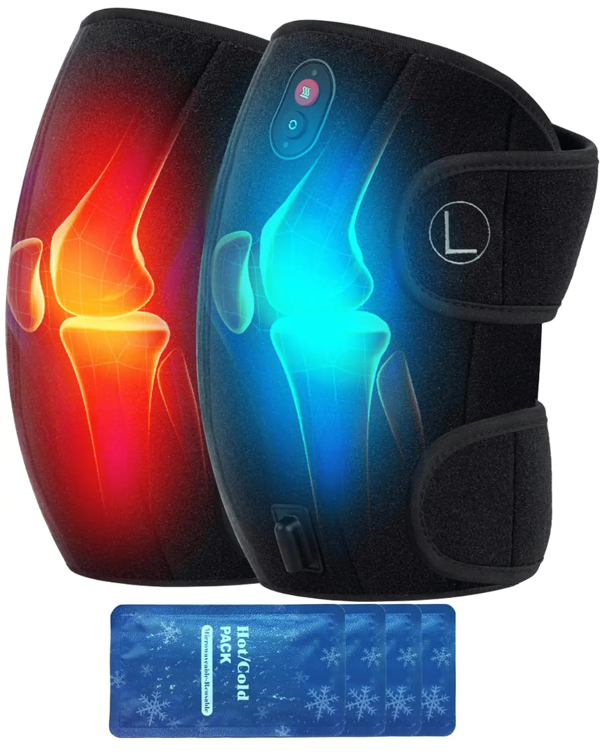 CooCoCo Knee Massager with Heat/Cold Valentines Day Gifts for Him Men Husband FSA or HSA Eligible Heated Knee Brace for Pain Relief Heating Pad for Knee Knee Wrap&Warmer