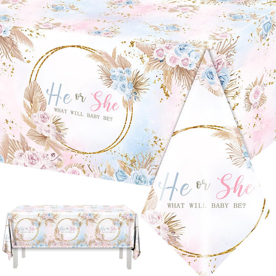 3 Pack Gender Reveal TableclothBaby Shower Party Decorations Pink and Blue Gender Reveal Table Cover What Will Baby Be Table Decorations for Boy or Girl Gender RevealPregnancy Announcement Party