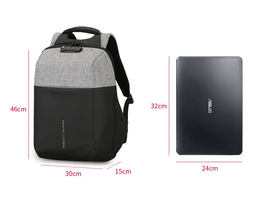 Anti-Theft USB Charging Backpack for Laptops