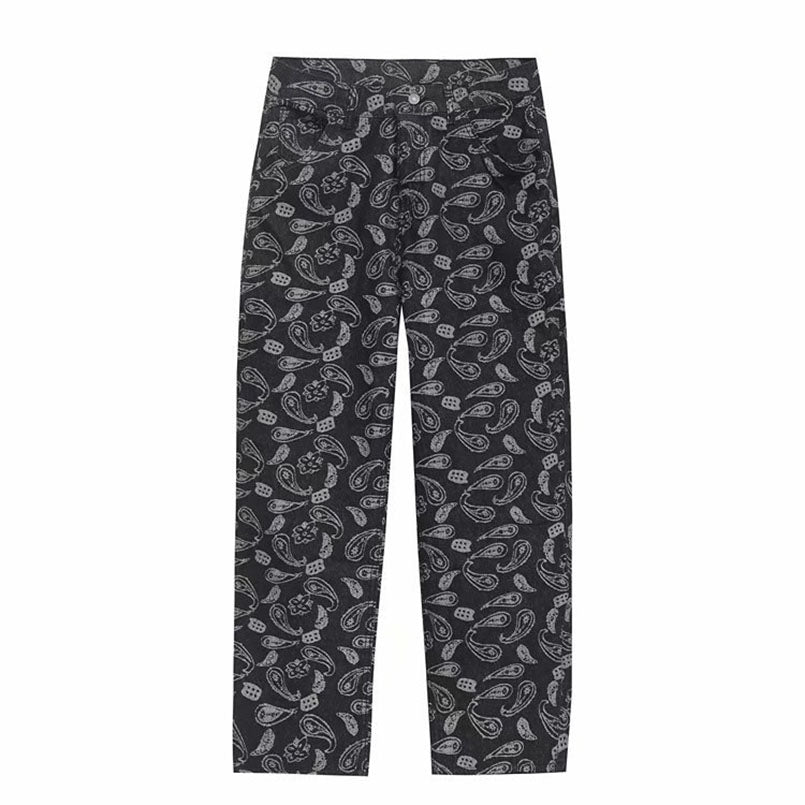 Men's Large Size Embroidered Wide Leg Hip-Hop Jeans