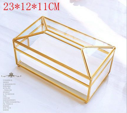 Brass Glass Tissue Box - Elegant Minimalist Design