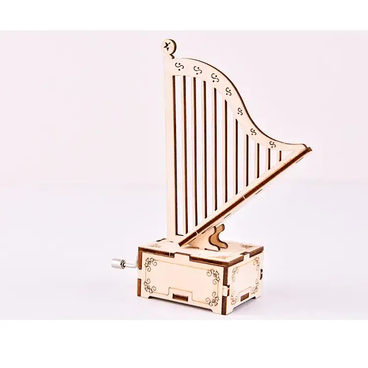 DIY Wooden Hand Cranked Harp Music Box Kit