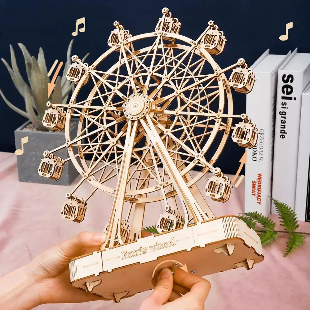 DIY Wooden Music Ferris Wheel Puzzle Toy Model