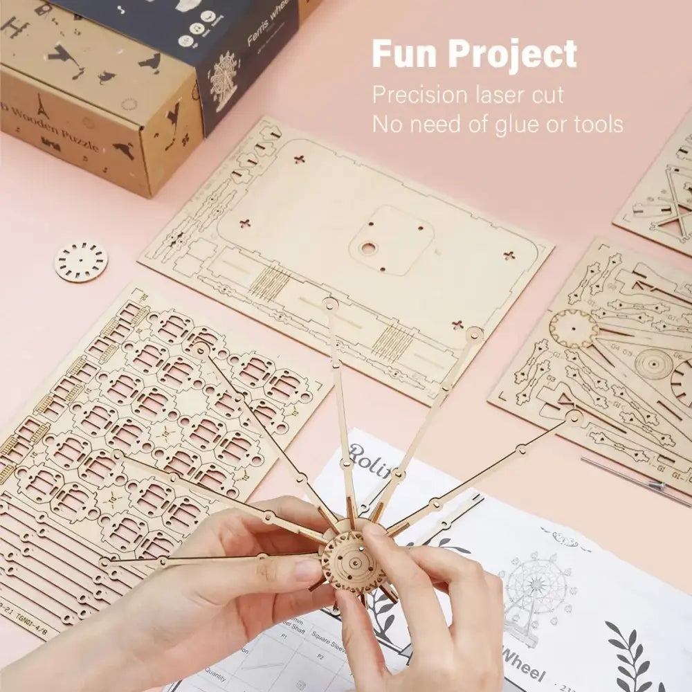 DIY Wooden Music Ferris Wheel Puzzle Toy Model