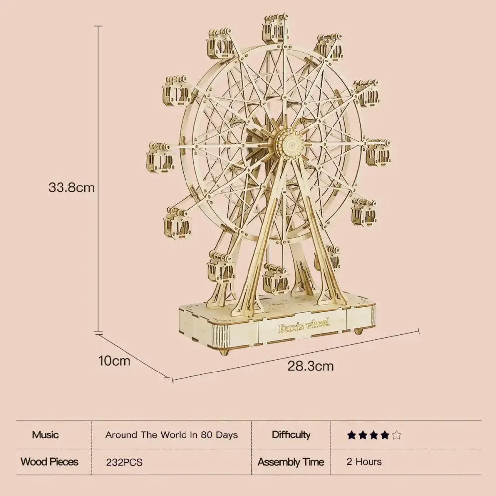 DIY Wooden Music Ferris Wheel Puzzle Toy Model