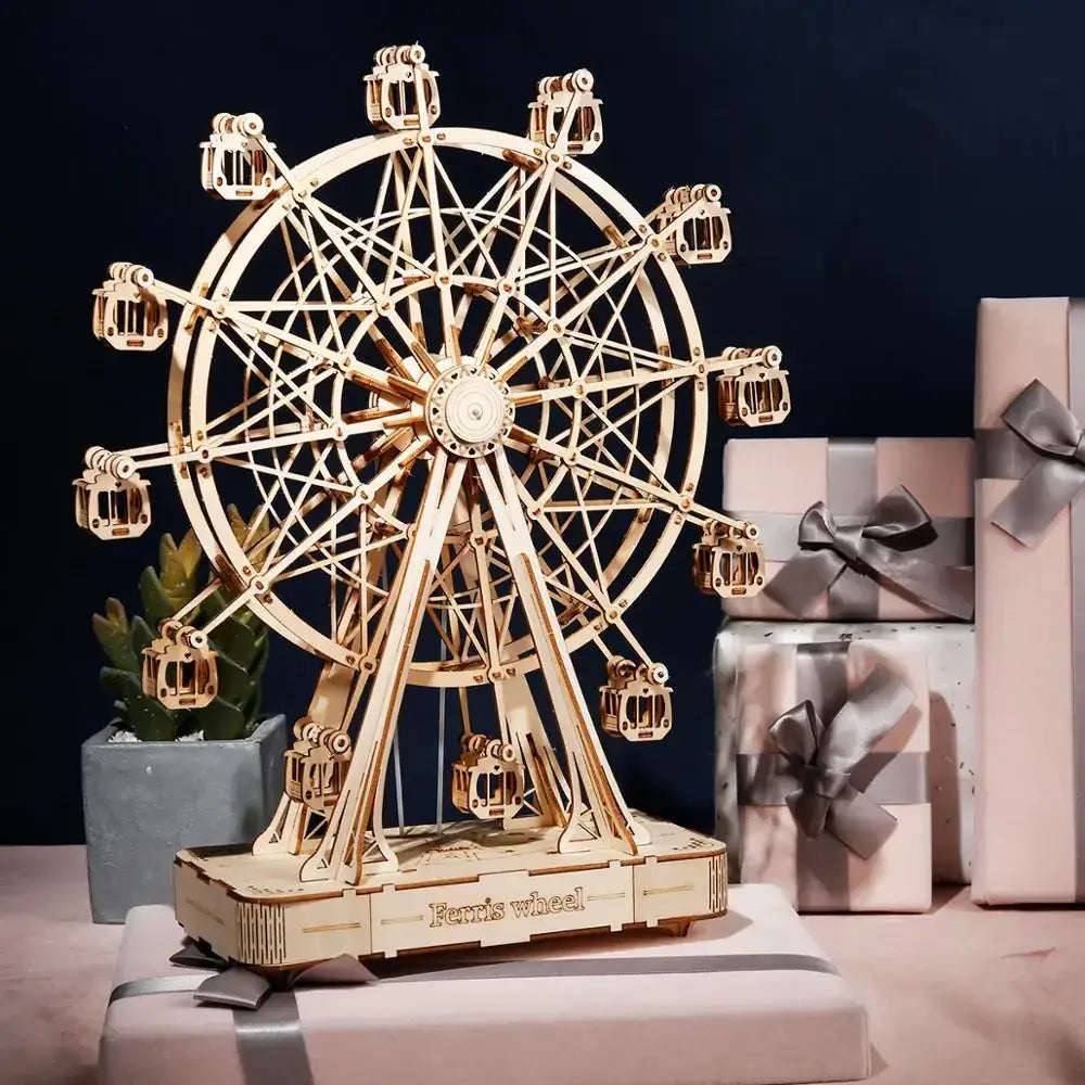 DIY Wooden Music Ferris Wheel Puzzle Toy Model