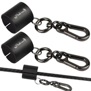 Black dodesun cable management clips with metallic carabiner attachments.