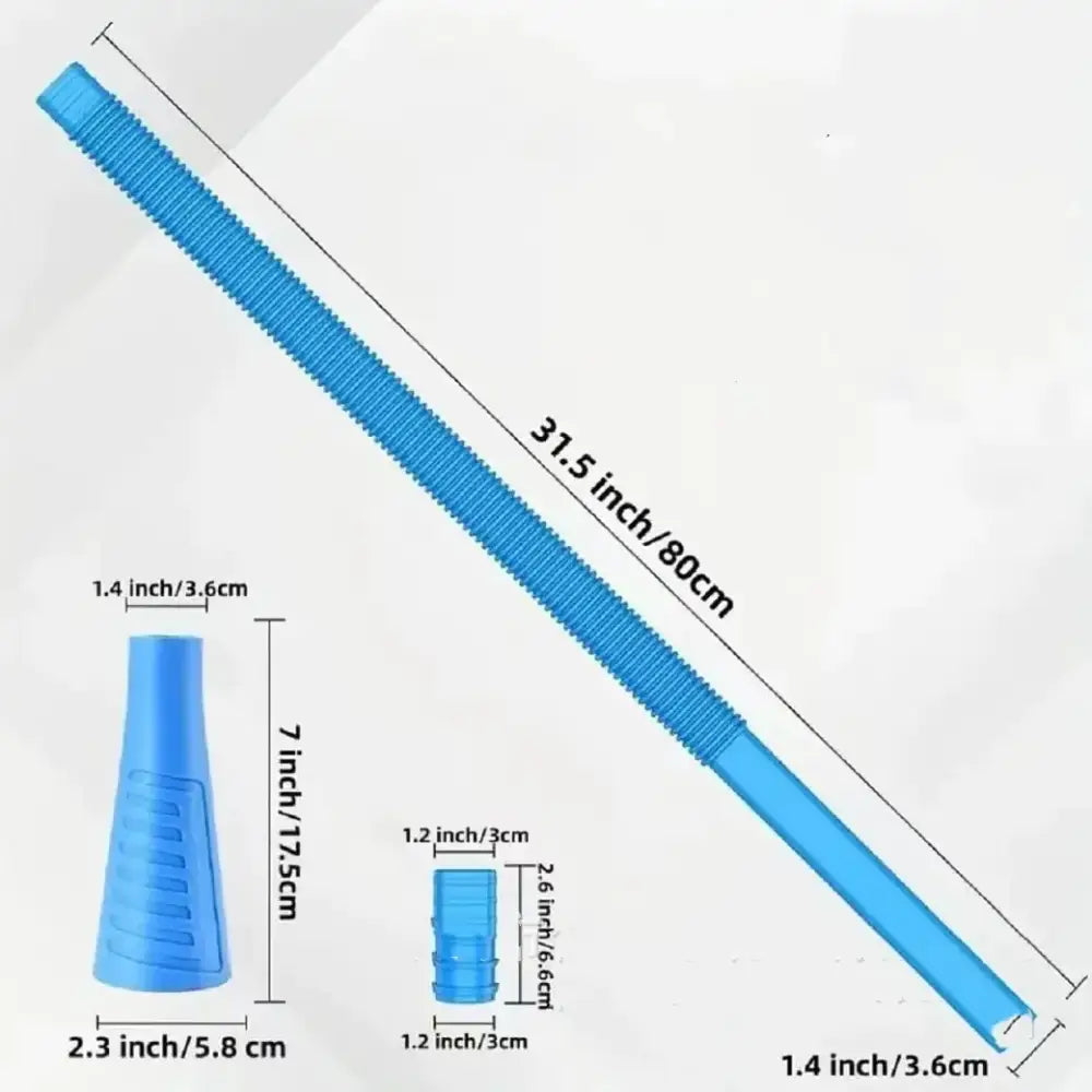 Blue plastic garden hose connector with ribbed texture and tapered ends