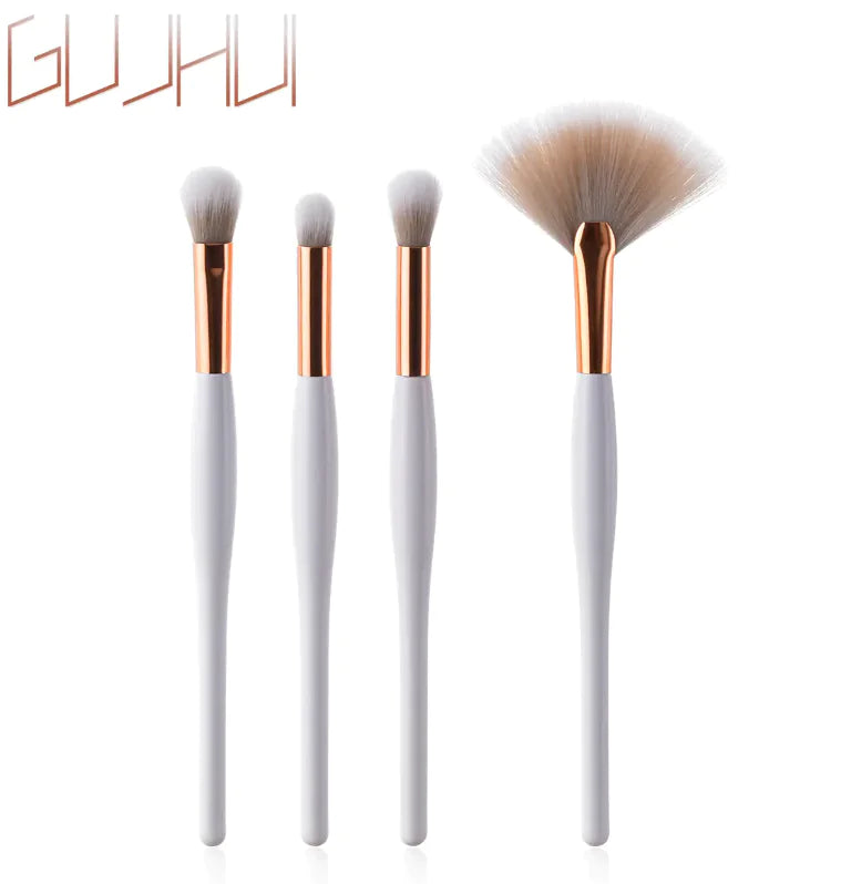 8-Piece Makeup Brush Set with Black Handle and Silver Tubes - Joomcy