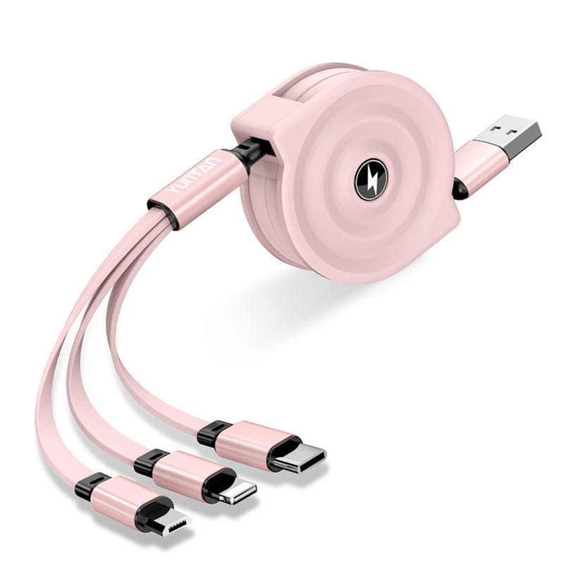 3-in-1 Retractable Fast Charging Data Cable (Type-C & Apple)