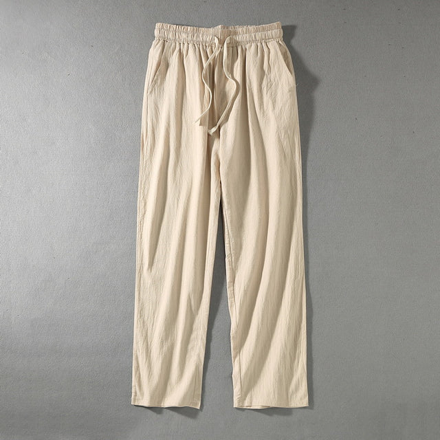 Linen Harem Pants with Drawstring - Men's Cotton Trousers