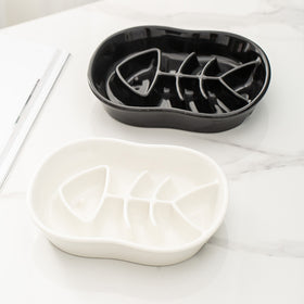Ceramic Slow Feed Bowl for Cats and Dogs, Anti-Slip