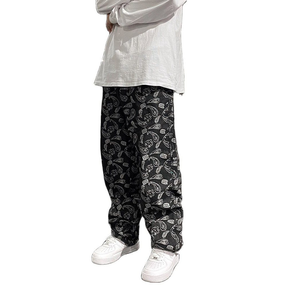 Men's Large Size Embroidered Wide Leg Hip-Hop Jeans
